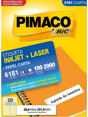 ETIQUETA 6181 - 2,54x10,16 - 2000UN - PIMACO
