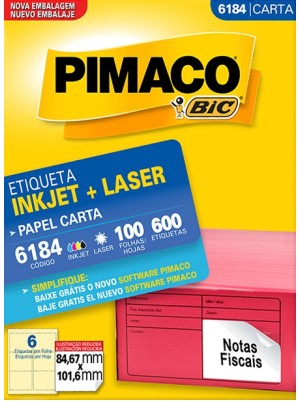 ETIQUETA 6184 - 8,46x10,16 - 600UN - PIMACO