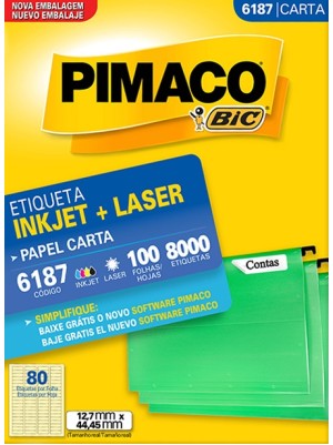 ETIQUETA 6187 - 1,27x4,44 - 8000UN - PIMACO