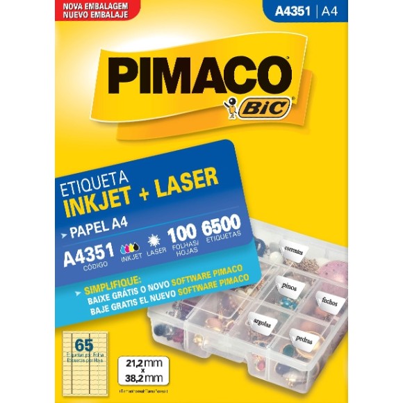 ETIQUETA A4351 - 2,12x3,82 - 6500UN - PIMACO