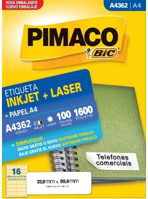ETIQUETA A4362 - 3,39x9,9 - 1600UN - PIMACO