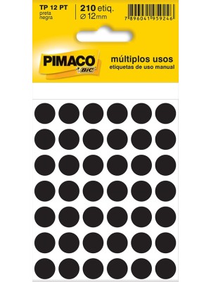 ETIQUETA TP 12 PRETA - 210UN - PIMACO