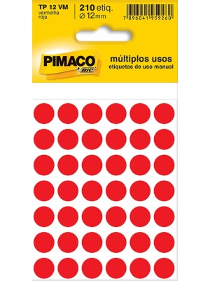 ETIQUETA TP 12 VERMELHA - 210UN - PIMACO