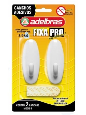 GANCHO ADESIVO FIXA PRO - 2UN - ADELBRAS