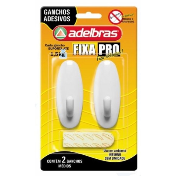 GANCHO ADESIVO FIXA PRO - 2UN - ADELBRAS