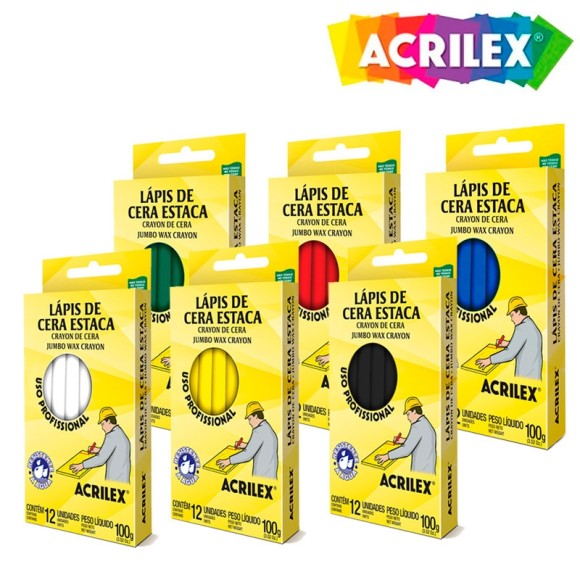 LAPIS CERA ESTACA VERDE 12UN. - ACRILEX
