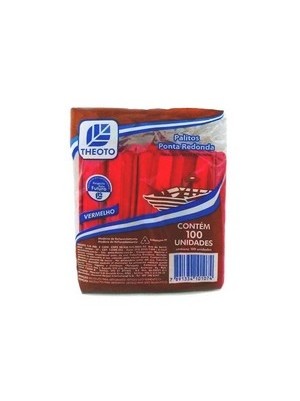 PALITO SORVETE REDONDO VERMELHO THEOTO 100UN.