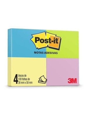 BLOCO POST-IT COLORIDO - 4UN - 3M