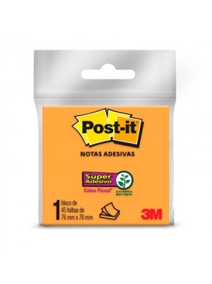 BLOCO POST-IT LARANJA - 76x76 - 3M