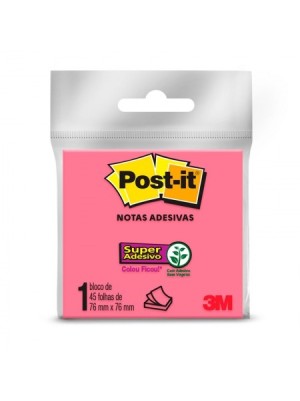 BLOCO ADES.POST-IT 76X76 ROSA 45FLS - 3M