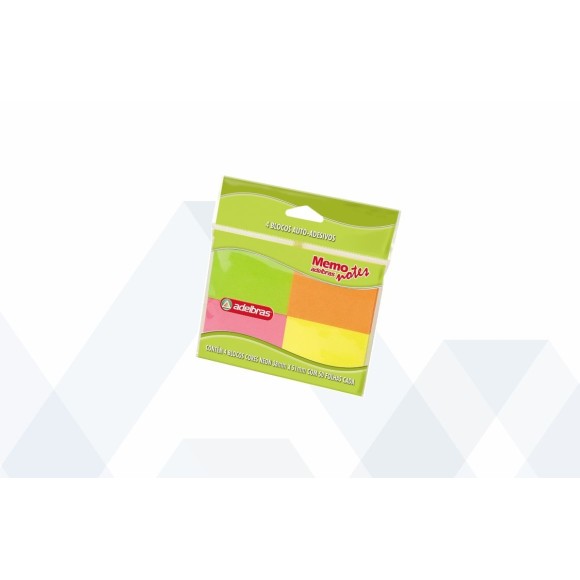 BLOCOS MEMO NOTES 4 CORES NEON - ADELBRAS