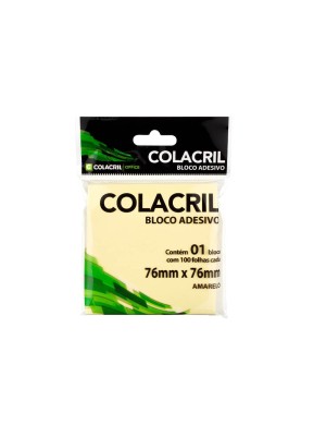 BLOCO ADESIVO AMARELO - 76x76 - COLACRIL