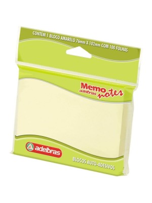 BLOCO MEMO NOTE AMARELO - 76X102 - ADELBRAS
