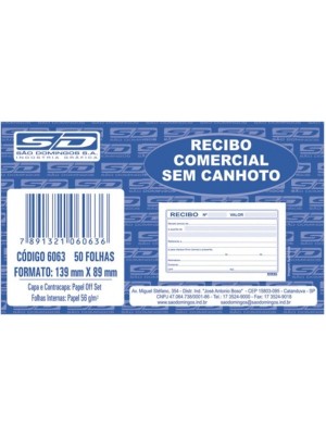 RECIBO COMERCIAL SEM CANHOTO- SÃO DOMINGOS
