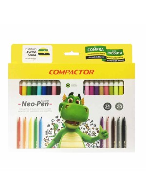 CANETA HIDROGRÁFICA NEO-PEN GIGANTE 24 CORES - COMPACTOR