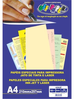 PAPEL VERGÊ A4 PALHA 180G - 50FLS