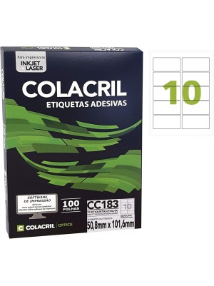 ETIQUETA ADESIVA CC183 - 5,08x10,16 - 1000UN - COLACRIL