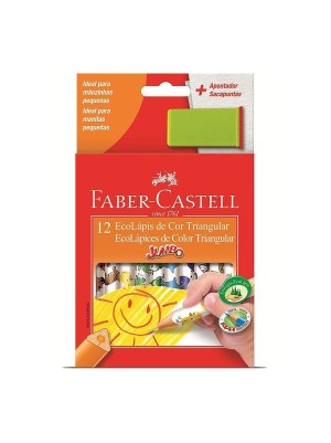 LÁPIS 12 CORES JUMBO COM APONTADOR- FABER-CASTELL