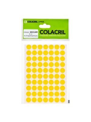 ETIQUETA REDONDA 13MM AMARELA - 420UN - COLACRIL