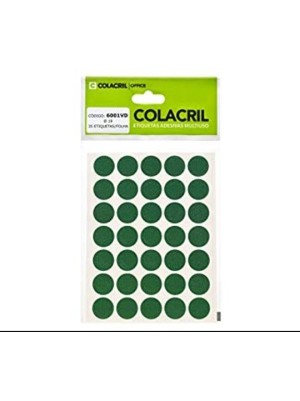 ETIQUETA REDONDA 19MM VERDE - 210UN - COLACRIL