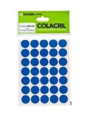ETIQUETA REDONDA 19MM AZUL - 210UN - COLACRIL