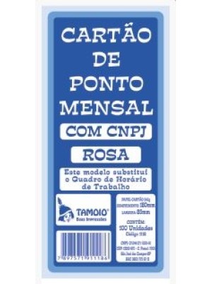 CARTÃO DE PONTO MENSAL - 100FLS - TAMOIO