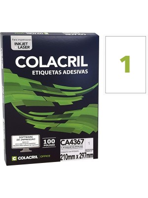 ETIQUETA ADESIVA CA4367 - 21x29,7 - 100UN - COLACRIL