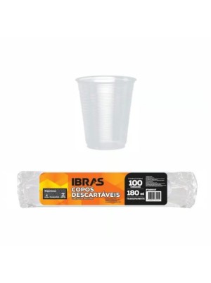 COPO DESCARTÁVEL TRANSPARENTE 180ML - 100UN - IBRAS