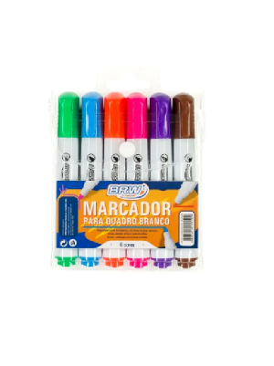 PINCEL QUADRO BRANCO - BLISTER C/ 6 CORES - BRW