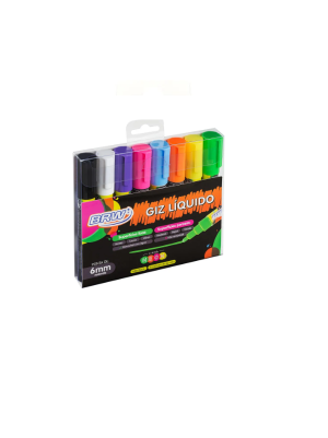 GIZ LIQUIDO CHANFRADA 6MM 08 CORES GZ0608 - BRW