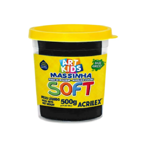 MASSA MODELAR SOFT PRETO 520 500GR - ACRILEX
