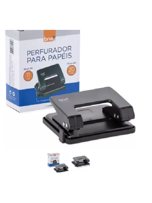 Perfurador, Papéis, BRW, Metal, 2Furos, 20folhas