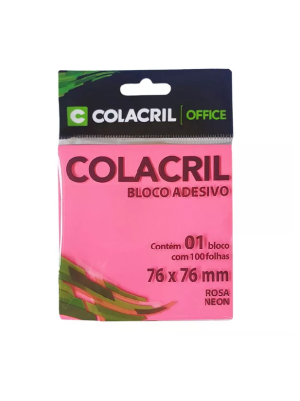 BLOCO REC.ADES.76X76 NEON ROSA 100FL - COLACRIL