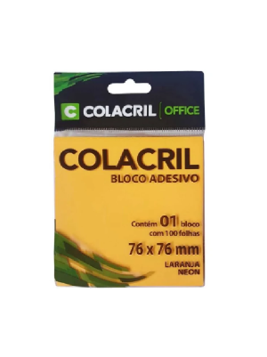 BLOCO REC.ADES.76X76 LARANJA 100FL COLACRIL