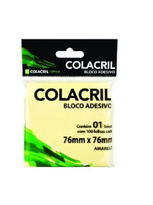 BLOCO REC.ADES.76X76 NEON AMARELO 100FL COLACRIL