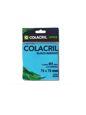 BLOCO REC.ADES.76X76 NEON AZUL 100FL COLACRIL