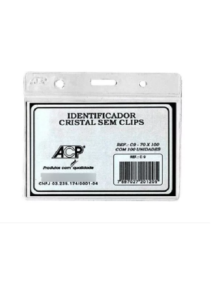 CRACHA 7X10 S/PRESILHA HOR. 100UN ACP C-9