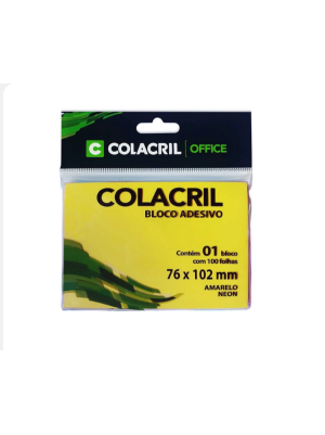BLOCO REC.ADES.76X102 NEON AMARELO 100FL - COLACRIL