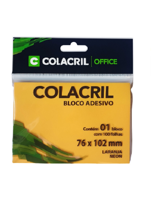 BLOCO REC.ADES.76X102 NEON LARANJA 100FL COLACRIL