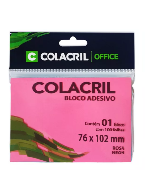 BLOCO REC.ADES.76X102 NEON ROSA 100FL COLACRIL