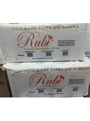PAPEL TOALHA 20CMX100MTS C/8RL RUBI (151012)