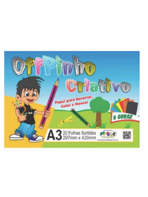 PAPEL OFFPINHO CRIATIVO A3 20FL 8 CORES - OFF PAPER