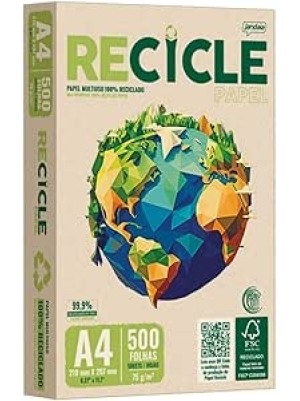 PAPEL SULFITE A4 RECICLADO RECICLE - 500FLS - Jandaia