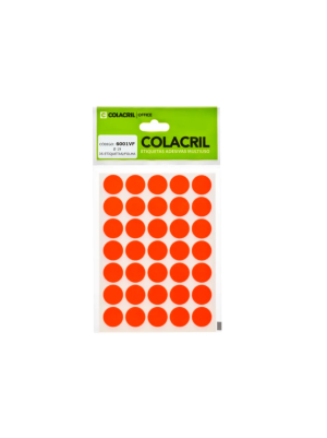 ETIQUETA REDONDA 19MM VERMELHO FLUORESCENTE - 210UN - COLACRIL