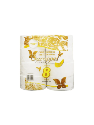 PAPEL HIGIÊNICO INSTITUCIONAL PREMIUM 100% CELULOSE VIRGEM - 8UN - OUROPPEL