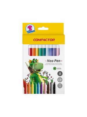 CANETA HIDROGRÁFICA NEO-PEN GIGANTE 12 CORES - COMPACTOR