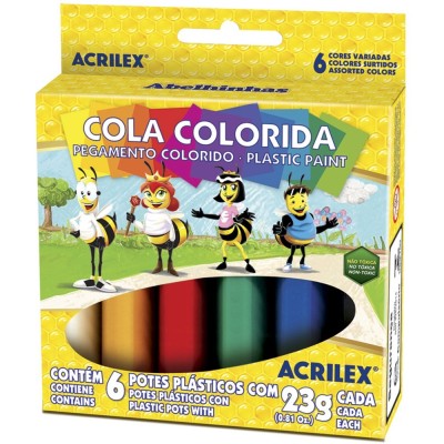 COLA COLORIDA 6 CORES- ACRILEX